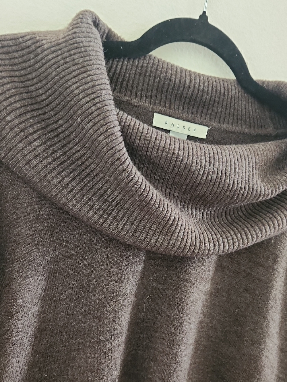 Ralsey Plus Size 1X Brown Heathered Cowl Neck Cozy Knit Sweater - Picture 3 of 5